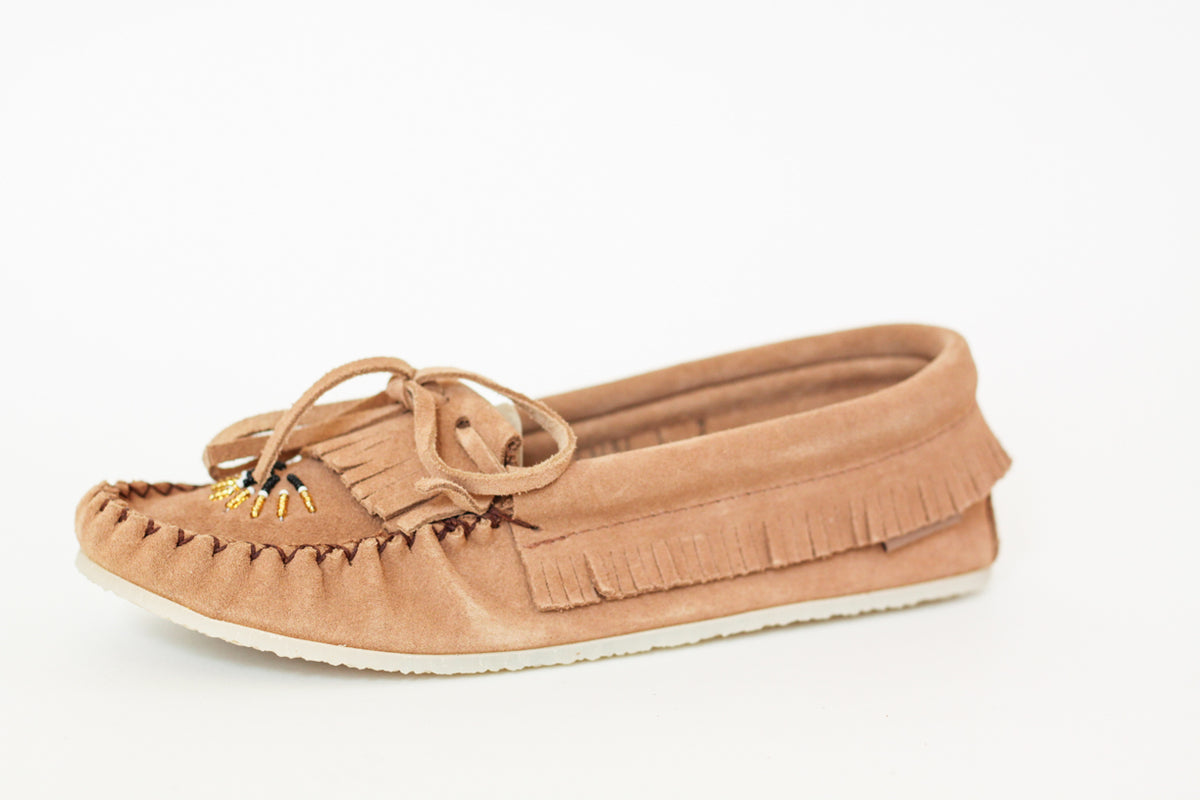 Women s Laurentian Chief Moose Suede Moccasins with Rubber