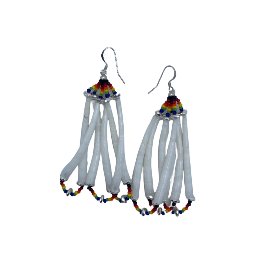 Beaded Rainbow & Shell Earrings