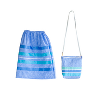 Load image into Gallery viewer, Blue Ribbon Skirt with Purse Set
