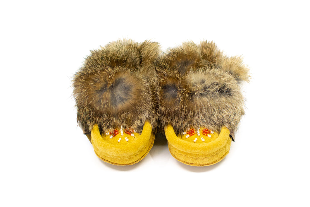Children's Laurentian Chief Rabbit Fur and Deer Suede Beaded Moccasins –  The Banff Trading Post