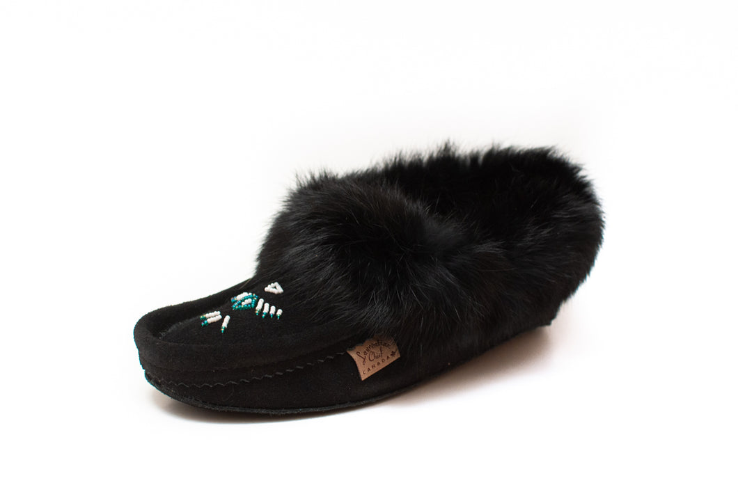 Women's Laurentian Chief Rabbit Fur and Suede Moccasins