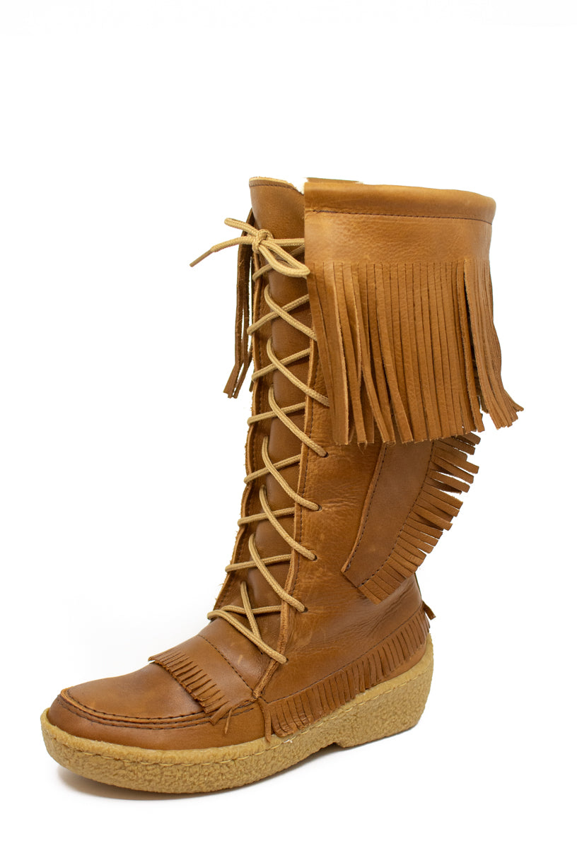 Women s Barbo Fringe Deerskin Boots Peanut